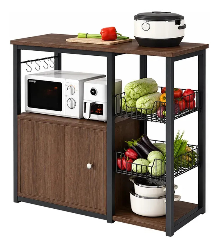 Rack Organizador Multiuso Alacena De Cocina MDF Y Metal Con Estantes - Imagen 7