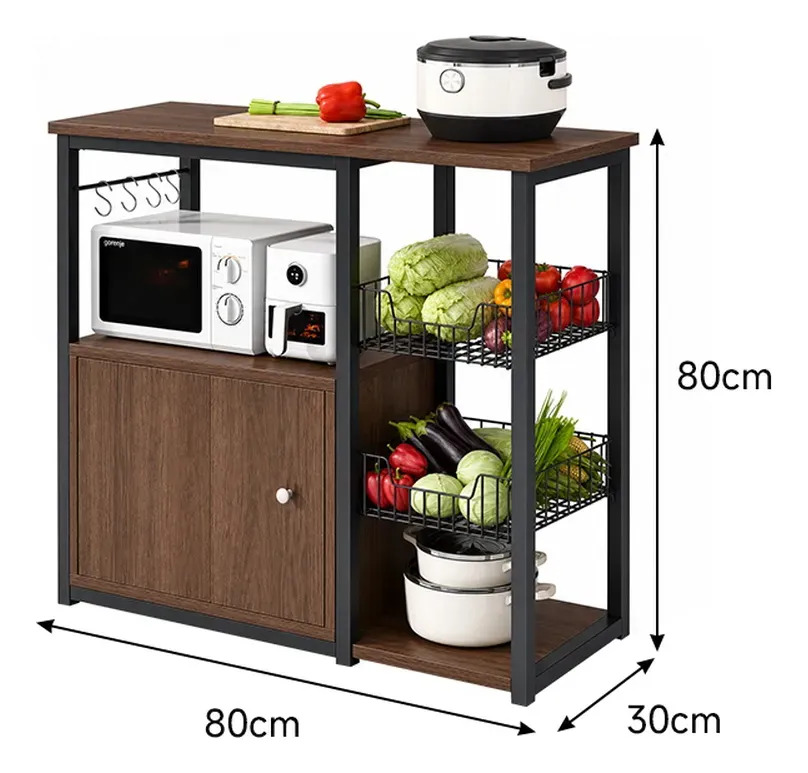 Rack Organizador Multiuso Alacena De Cocina MDF Y Metal Con Estantes - Imagen 10