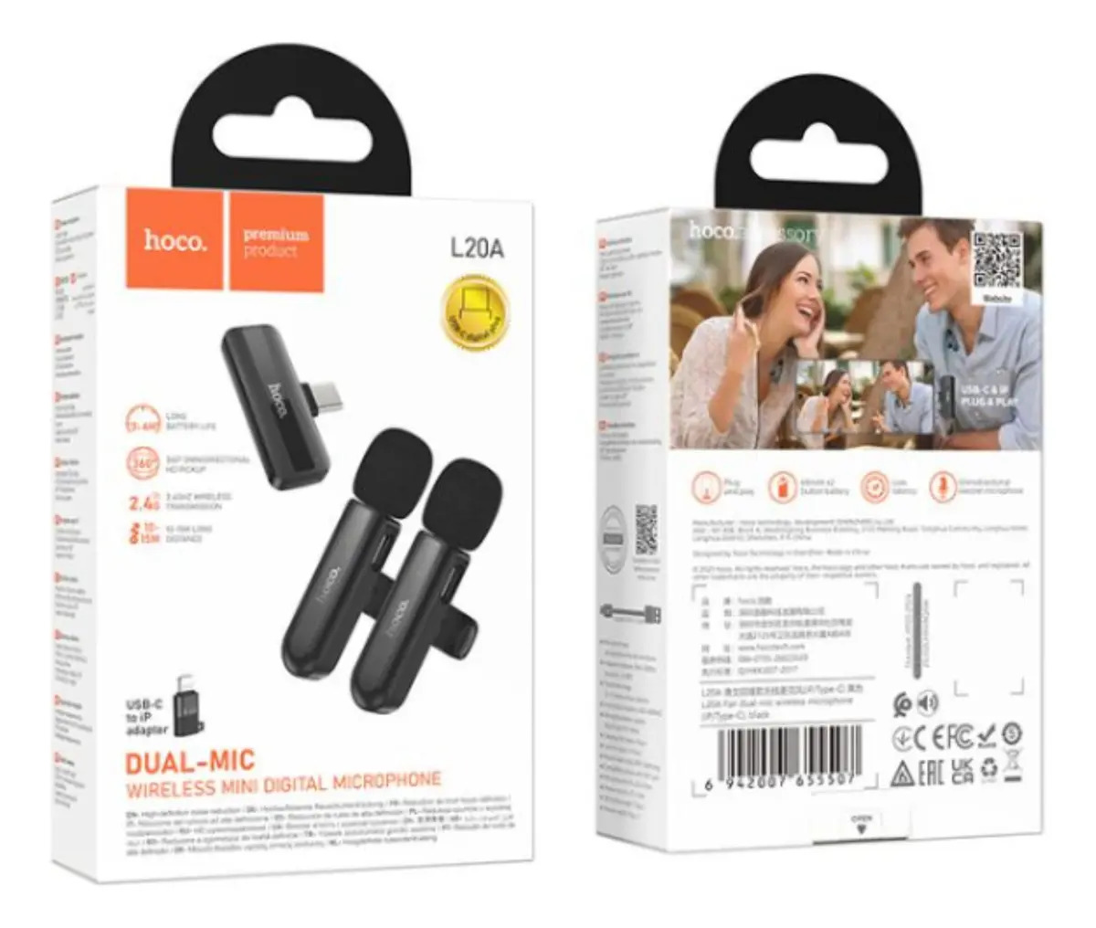 Micrófonos Inalámbricos Solaperos Dual- Mic 2 EN 1 Lightning - USB-C - Imagen 2