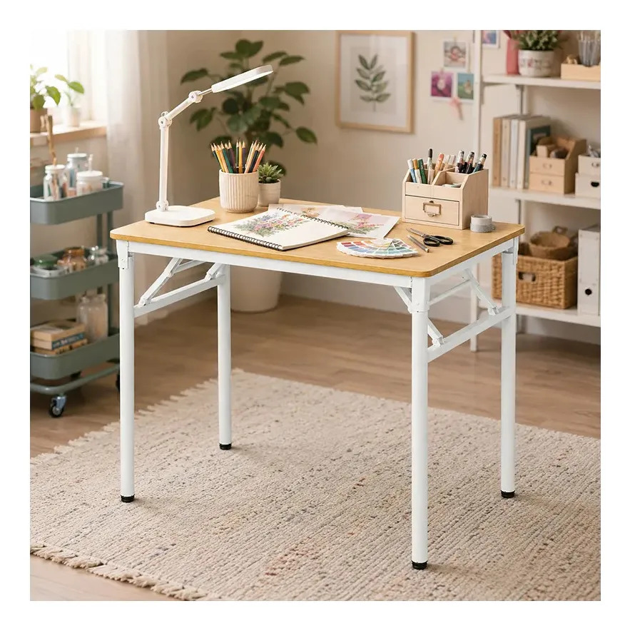 Mesa Escritorio Multiuso Plegable Madera Mdf Y Metal 80 cm - Imagen 4