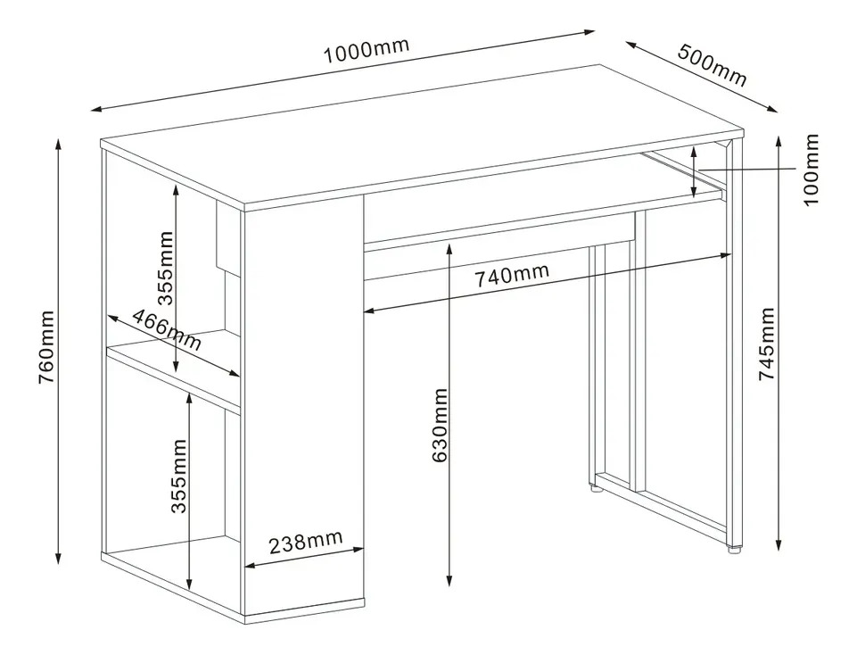 Escritorio Minimalista MDF Y Metal Con Estante Inferior 100 CM - Imagen 7