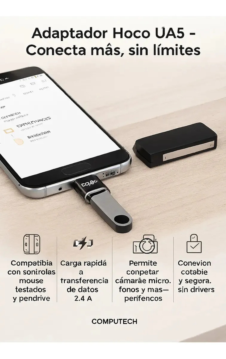 Adaptador De Transferencia De Datos Hoco UA5 USB A USB-C - Imagen 6
