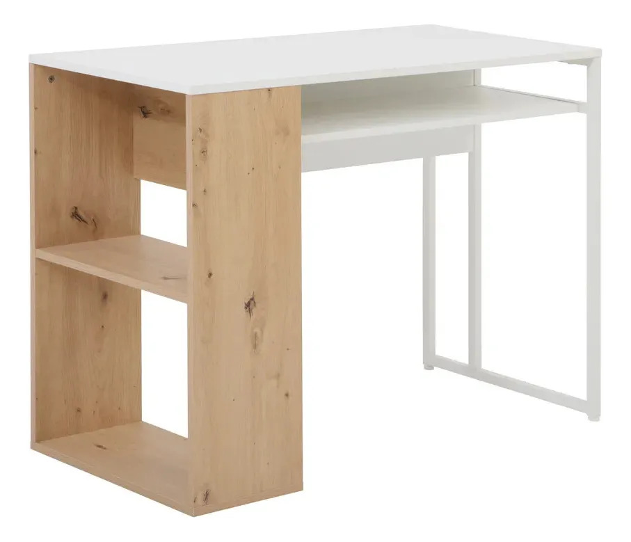 Escritorio Minimalista MDF Y Metal Con Estante Inferior 100 CM