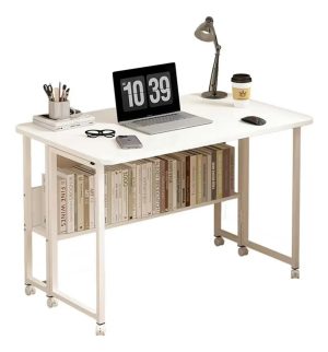Escritorio Moderno Plegable MDF Multiuso Con Ruedas 100x58x75cm