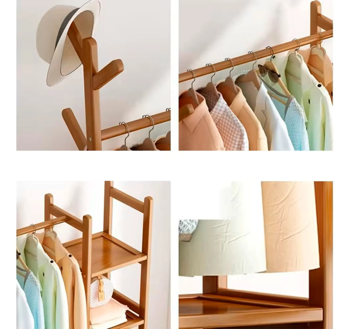 Perchero Bambu De Pie Organizador De Ropa Con 7 Estantes - Imagen 7