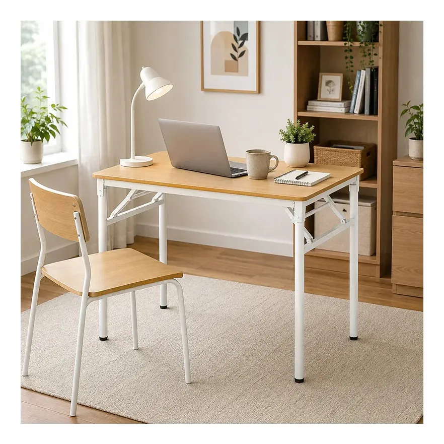 Mesa Escritorio Multiuso Plegable Madera Mdf Y Metal 80 cm - Imagen 2