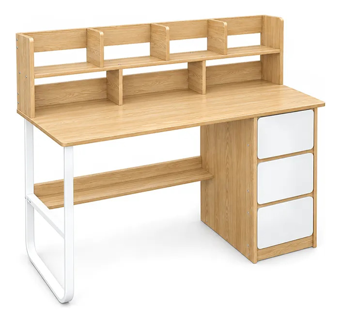 Escritorio De Oficina Minimalista MDF Con 3 Cajones 8 Estantes