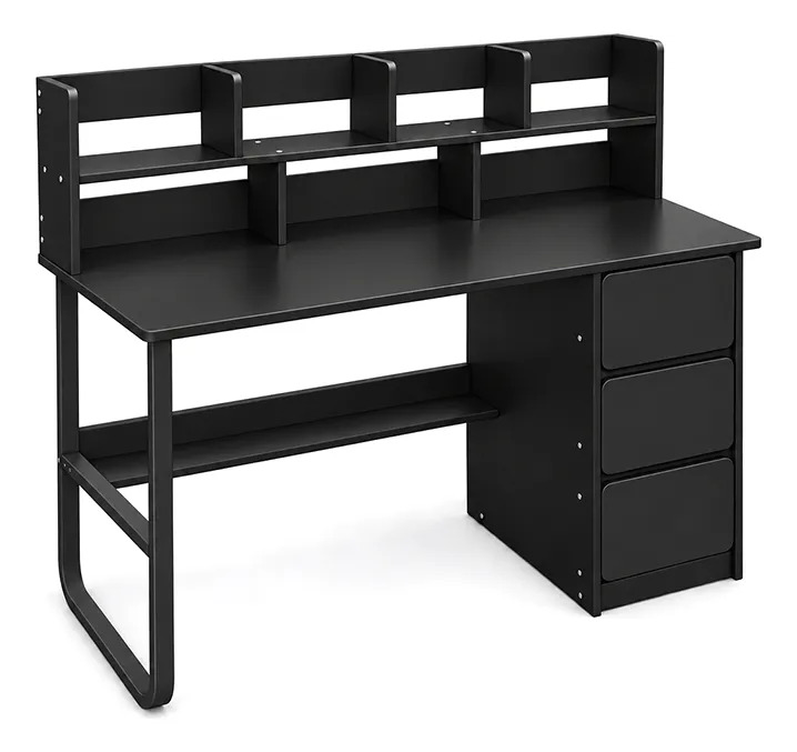 Escritorio De Oficina Minimalista MDF Con 3 Cajones 8 Estantes